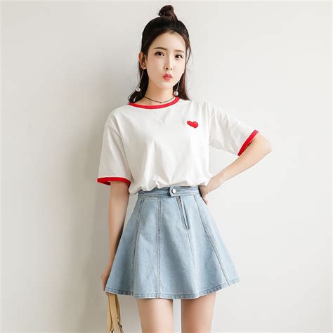 Vintage Women Mini Skirt A Line Slim Korean Ladies Sweet Outerwear High Waist Denim Skirt Spring
