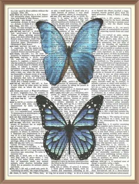 Blue Butterflies 2 Vintage Dictionary Art Print Fits 8x10 Mat Or