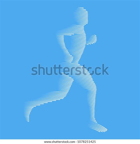 Illustration Running Man Line Silhouette Jogger Stock Vector Royalty