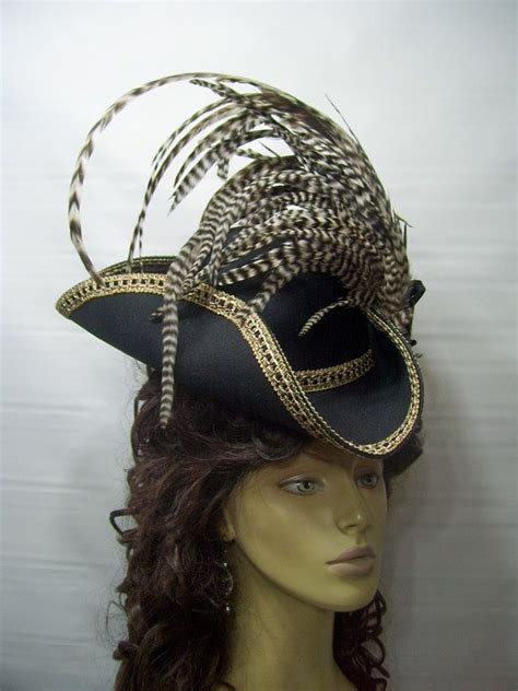 Pirate Hat Tricorn Hat Renaissance Hat Larp Black By Mspurdy