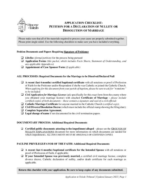 2022 2024 Form Oh Diocese Of Toledo Tribunal Annulment Marriage