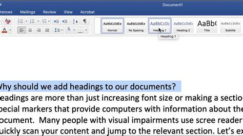 Introduction To Using Headings Styles In Microsoft Word Youtube