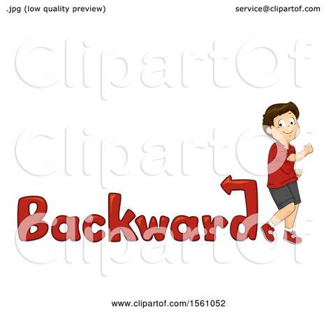 Clipart Of A Boy Walking Backwards With Text Royalty Free Vector