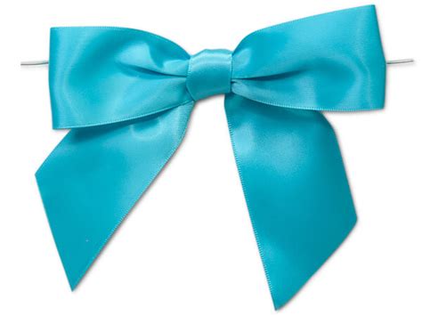 5 Turquoise Pre Tied Satin Gift Bows With Twist Ties 12 Pack