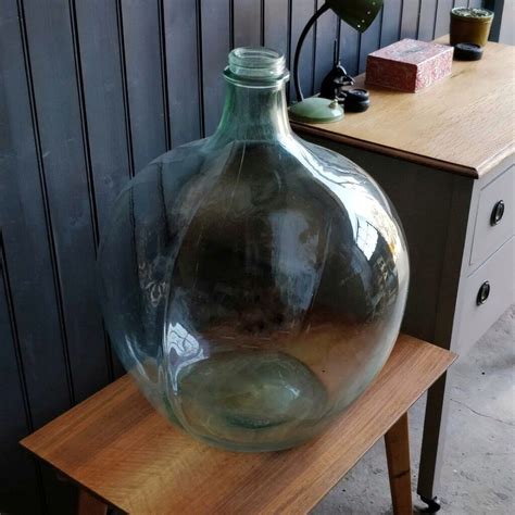 Large Glass Bottle Vintage Handmade Glass Bottle Round Bottle Rustic