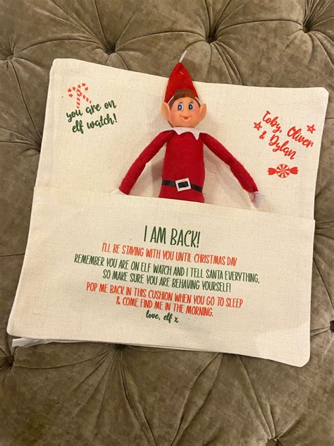 Personalised Christmas Elf Pocket Cushion Elves Behavin Etsy Uk