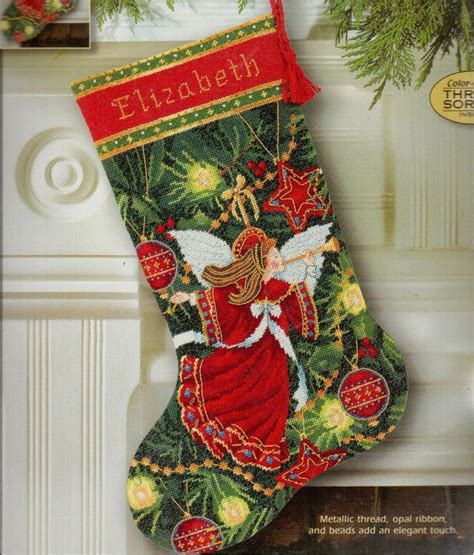 Christmas Angel Stocking Needlepoint Kit Dimensions Gold Linda Gree