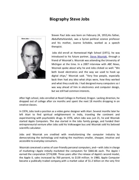 Biography steve jobs lecture