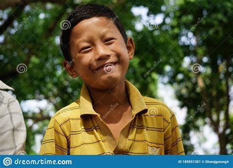 Chitwan Nepal Jun 10 2020 Nepali Kid Posing For A Camera From Chitwan