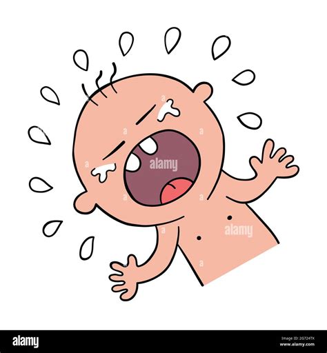 Cartoon Baby Is Crying Vector Illustration Colored And Black Outlines