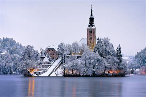 Photo Gallery Lake Bled Draped In Winter White In The Winter