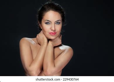 Sexy Beautiful Brunette Woman Posing Naked Stock Photo