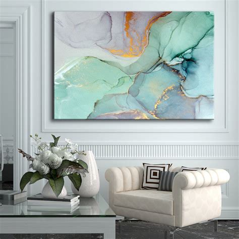 Beautiful Extra Large Framed Canvas Wall Art Abstract Green Etsy