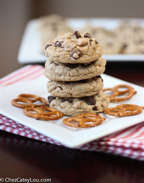 Hop on over to kitchenaid's blog, the kitchenthusiast, for the soft pretzel chocolate chip pull apart bread recipe. Pretzel Chocolate Chip Cookies - Chez CateyLou