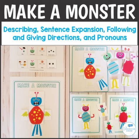 Make A Monster Speech Therapy Game For Pronouns Speech Therapy Crafts