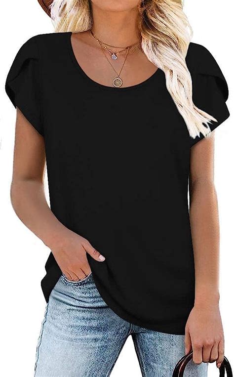 Cathy Womens Casual Short Sleeve T Shirts Crewneck Tunic Tops Loose