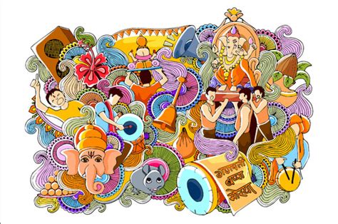 Indian Festival Doodle Illustration Vectors Free Download