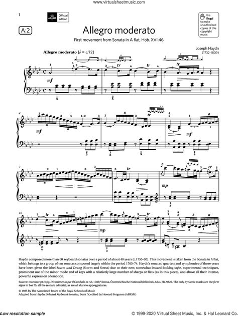 haydn allegro moderato grade  list    abrsm piano syllabus    sheet