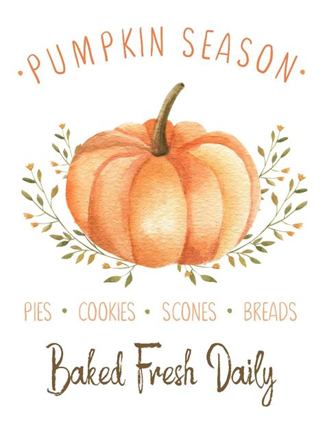 Fall Print Digital Download Autumn Decor Pastel Pumpkins Print Pumpkins