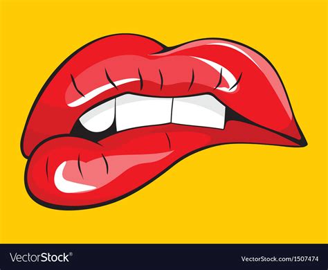 Biting Her Red Lips Teeth Royalty Free Vector Image