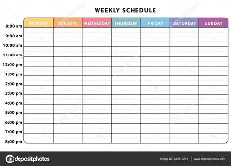 Weekly Planner Multicolored Schedule — Stock Vector © Albachiaraa 139512218