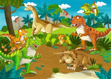 Cartoon Dinosaur Theme Backdrop Children Birthday Party Party