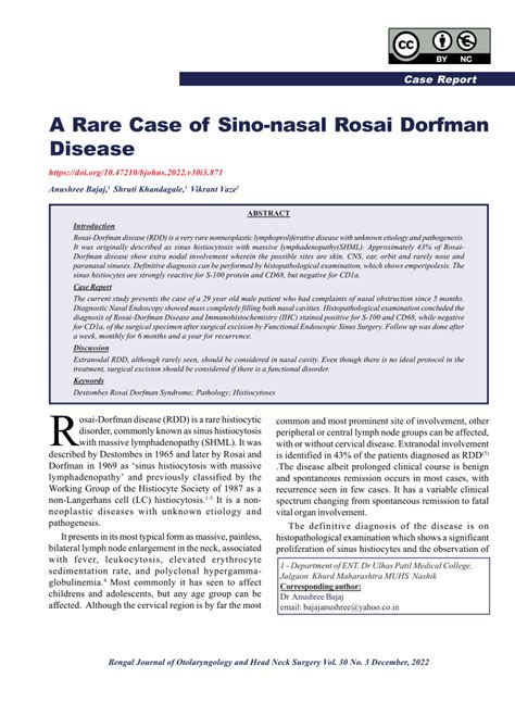 Pdf Rare Case Of Sino Nasal Rosai Dorfman Disease