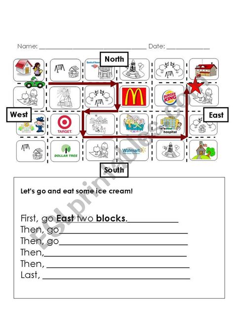 Following And Giving Directions Esl Worksheet By Millaleja