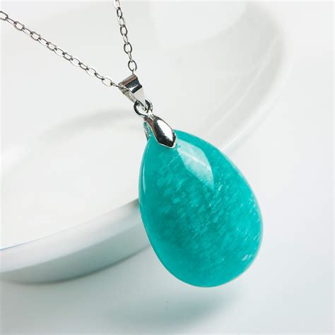 Natural Genuine Amazonite Gemstone Necklaces Pendant Crystal Charms