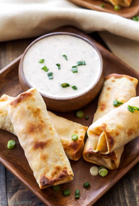 Baked Bbq Chicken Egg Rolls With Bbq Ranch Dipping Sauce Recipe Runner