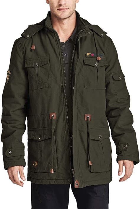 Magcomsen Mens Winter Cargo Jacket With Multi Pockets Military Jackets