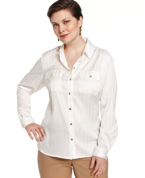 Lyst Jones New York Collection Plus Size Striped Utility Shirt In White