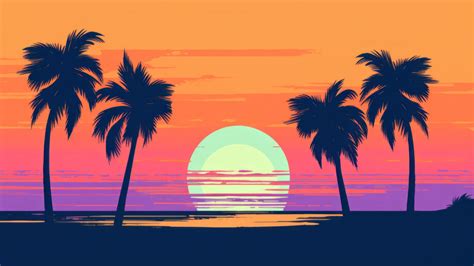 Sunset Palm Trees Silhouette 4k 6971k Wallpaper Pc Desktop