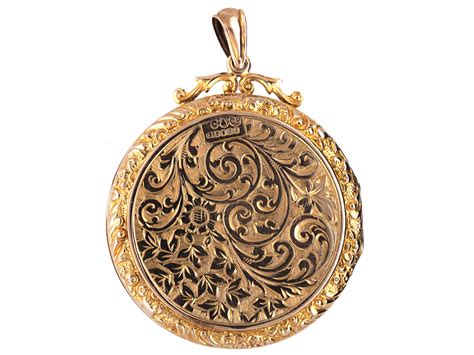 Ct Gold Large Round Locket Pendant G The Antique Jewellery Company