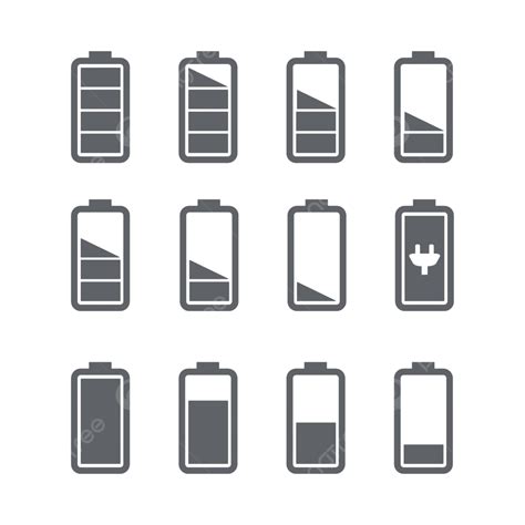 Vector Collection Of Battery Symbols White Background Design Featuring