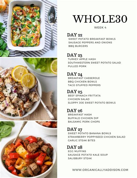 Whole30 Meal Plan Week 4 Organically Addison Whole 30 Meal Plan