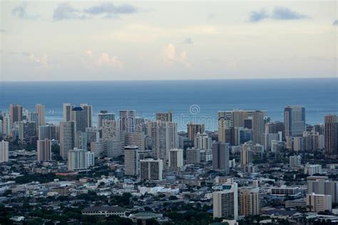 Aerial Of Honolulu Oahu Hawaii Stock Image Image Of Hawaii Mountains