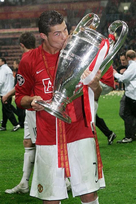 Moscow Russia May 21 Cristiano Ronaldo Of Manchester United Kisses The Trophy Following Hi