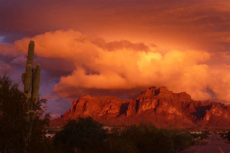 Dramatic Sunset At Superstition Mountain Superstition Mountains