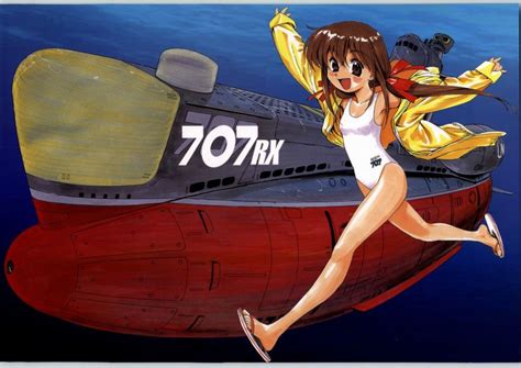 oka shouhei hayami ayumi submarine 707r highres 1girl armpits arms up brown eyes brown