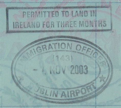 Passport Stamp Dublin Airport Ireland 2003 Clarissa Peterson