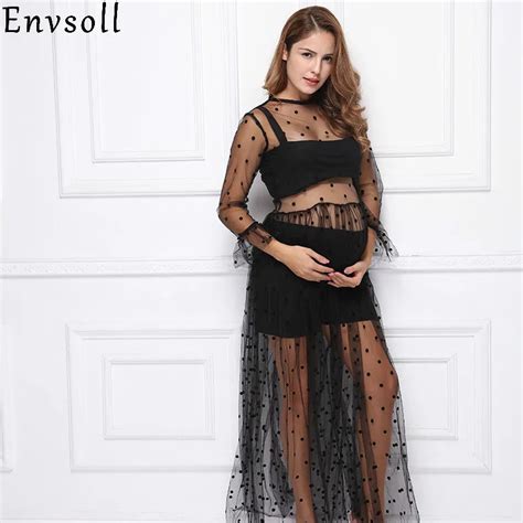 Envsll New Arrival Maternity Dress Black Maternity Photography Props