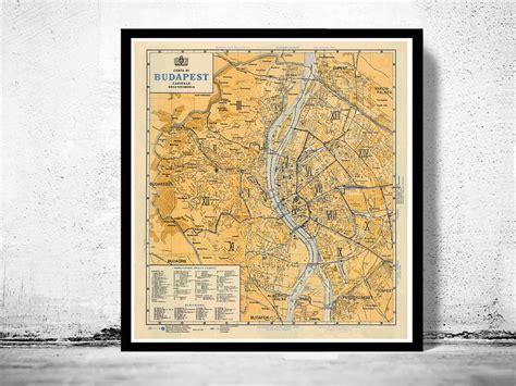 Old Map Of Budapest Hungary 1935 Vintage Maps And Prints