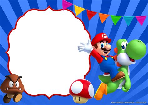 Free Printable Super Mario Birthday Invitation Templates Download