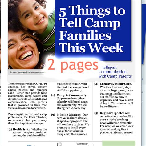 5 Things To Tell Camp Families This Week Dr Chris Thurber