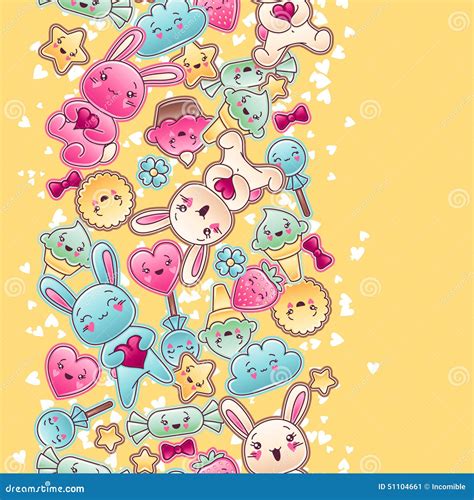 Seamless Kawaii Child Pattern With Cute Doodles Stock Vector Image