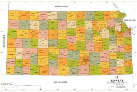 Buy Kansas Zip Code Map With Counties Online