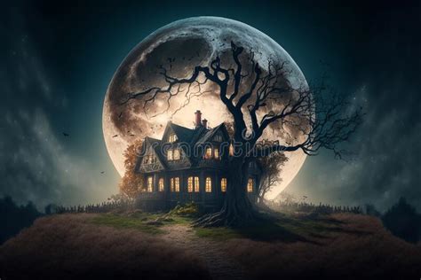 Haunted House With Dark Horror Atmosphere Halloween Haunted Scene
