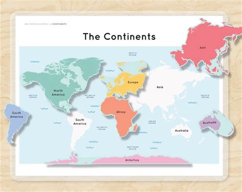 7 Continents World Map Oceans And Animals Of Continents Matching