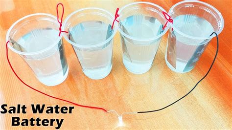 Cut 4 pieces of aluminum tape as long as the cup and stick to. Salt water battery - DIY Tutorial - YouTube